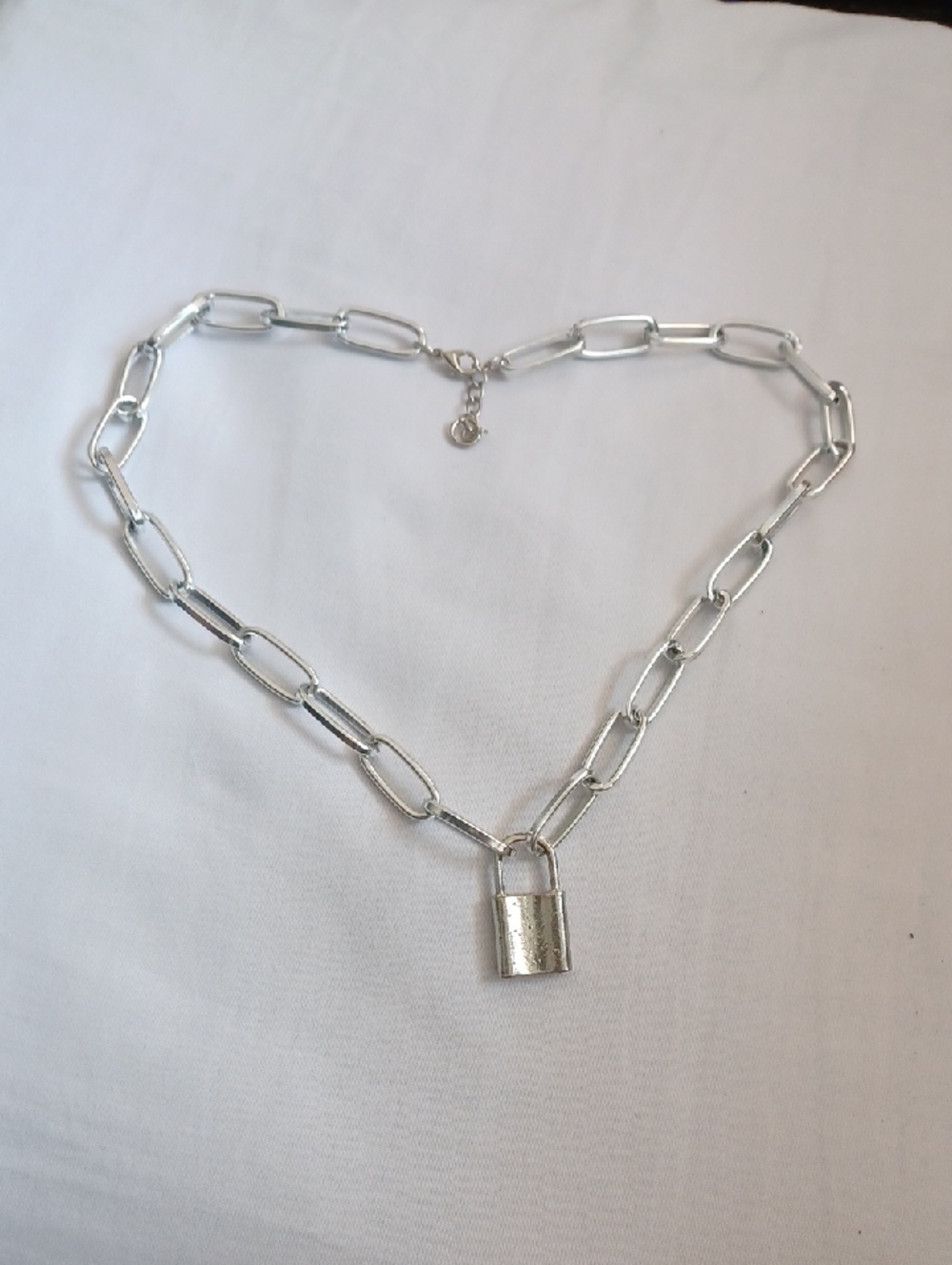 4/$40 Silver Padlock Link Chain Necklace